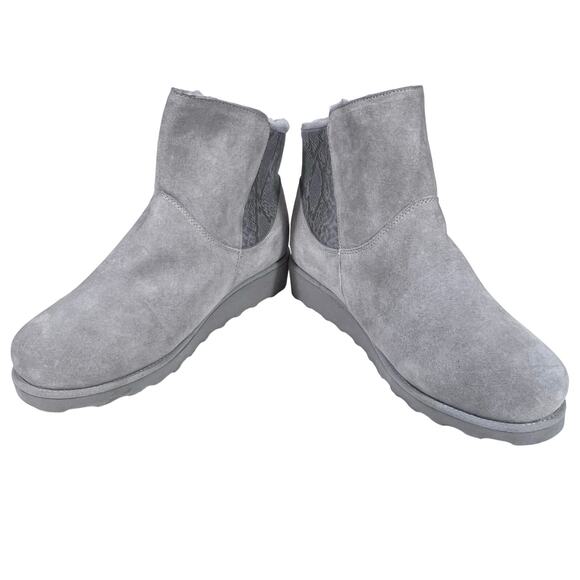 Bearpaw Megan Boots Women 11 Gray Sheepskin Zipper Snow Winter Plush Lining New - Picture 1 of 12